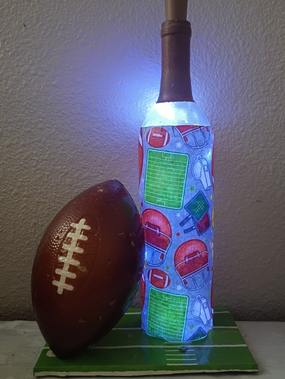 LED Football Bottle Lamp - Blue Game Day Design
